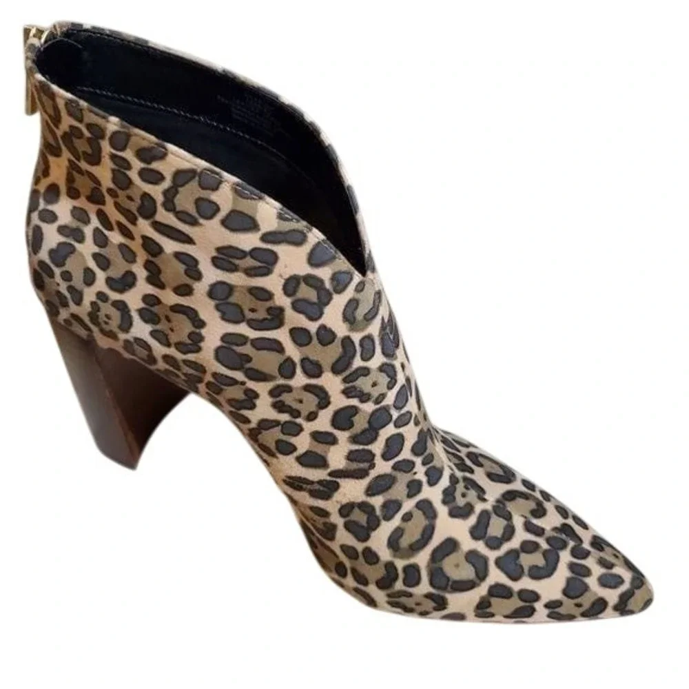 SOLE society leopard print‎ block heel chunky bohemian bootie boots size 10 New